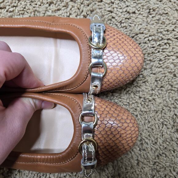 AGL Women’s Monika Cap Toe Leather Ballet Flat Tan Size 37 - Picture 7 of 8